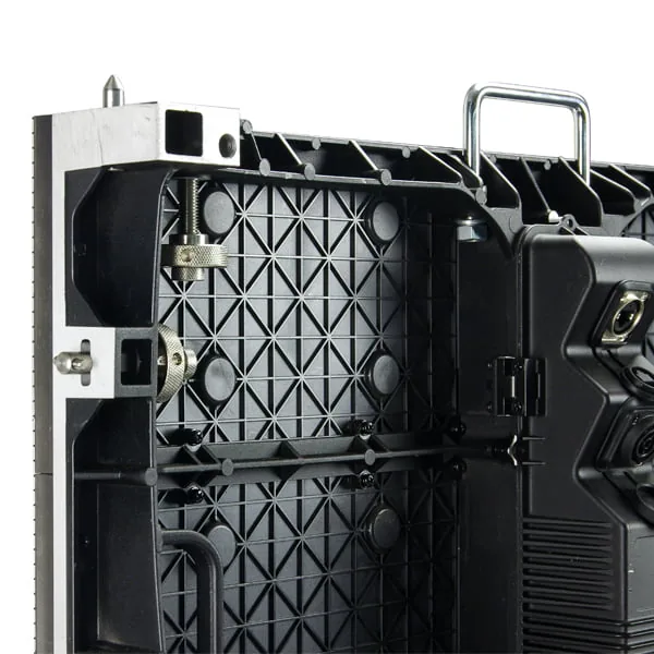 Rear of an LED video wall panel and rigging